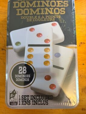 Color Dot Dominoes Set - White with Red, Orange, Yellow, Green, Purple Dots